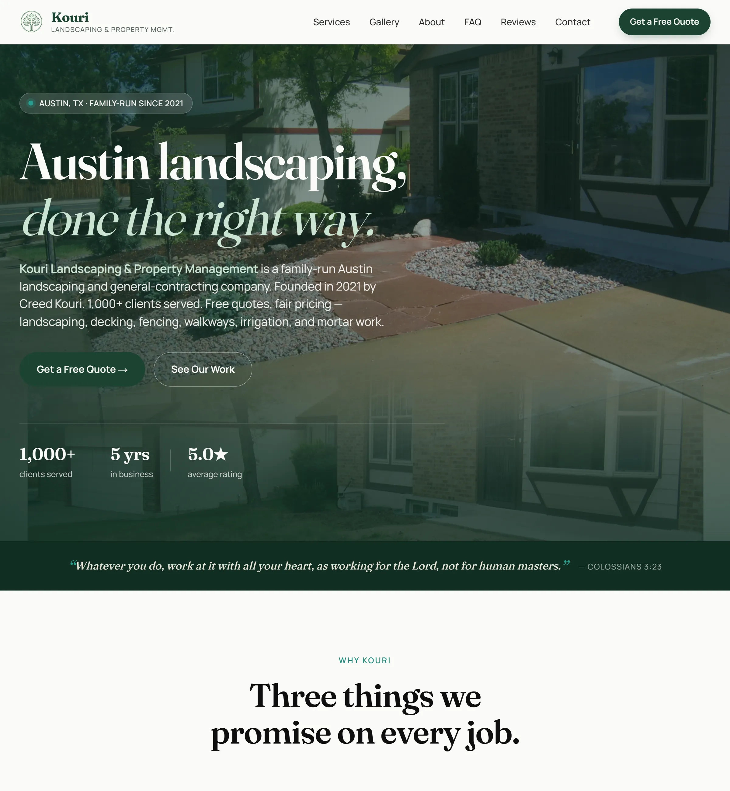 Kouri Landscaping website