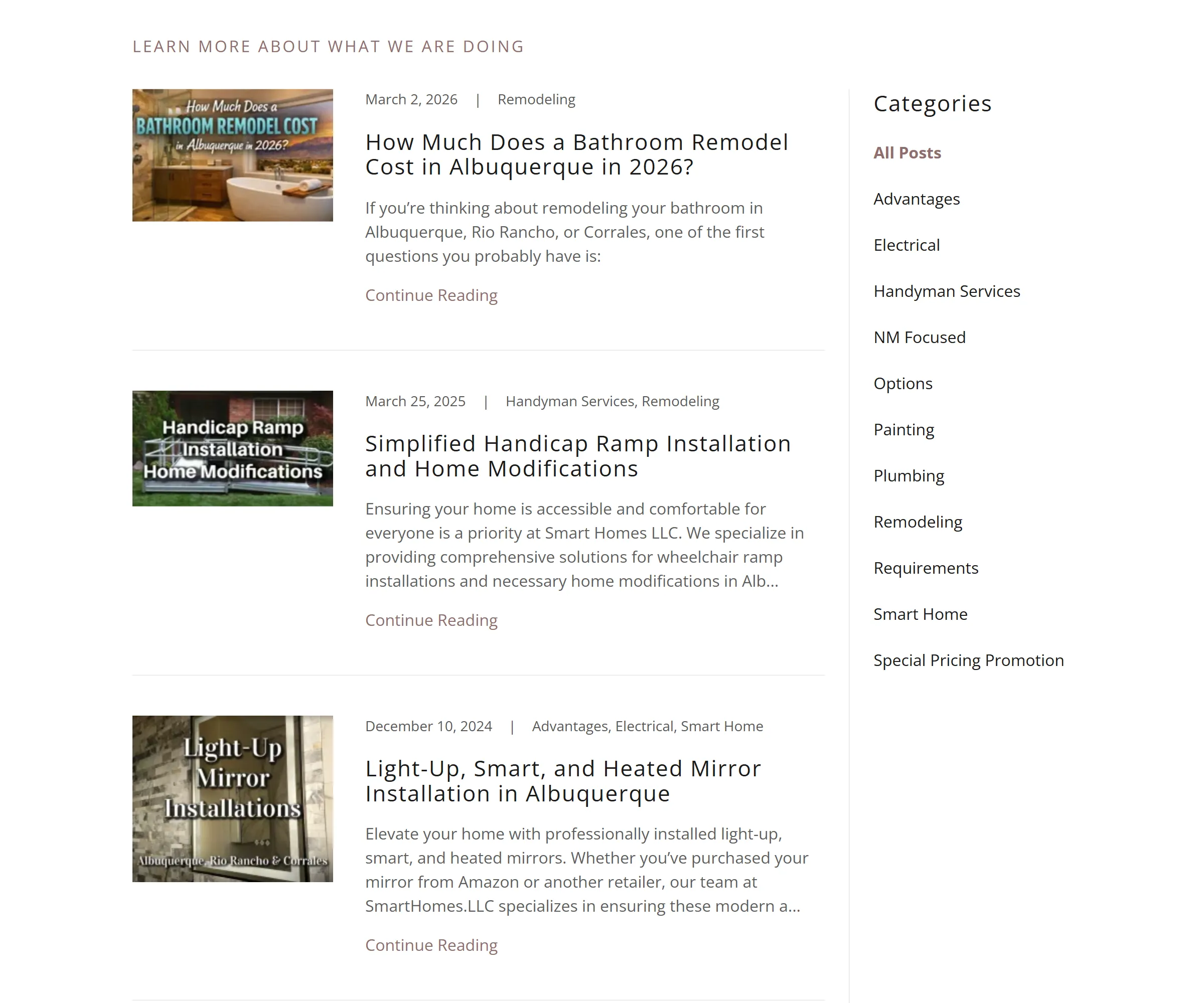 Smart Homes services page